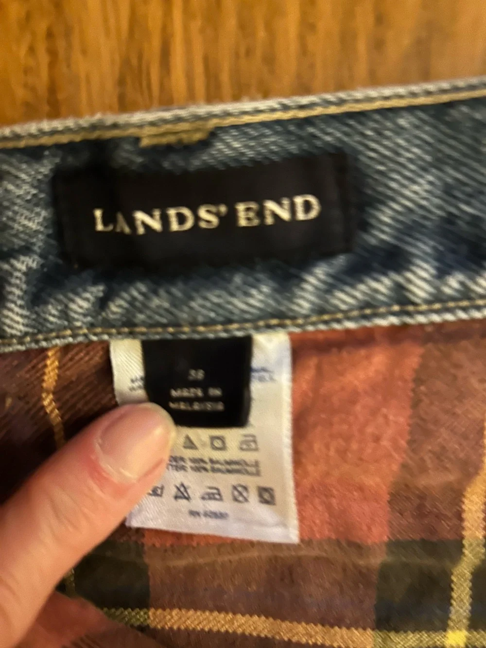 Lands' End Men's Straight Jeans in Light Blue Denim with Flannel Lining